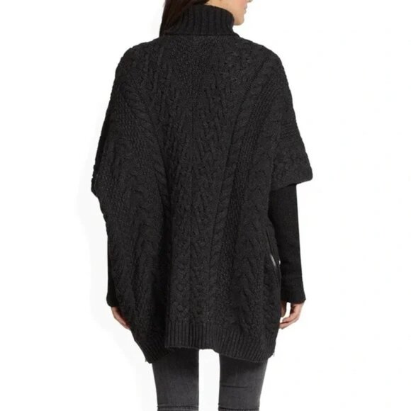 Vince Black Yak Cable Knit Poncho Sweater Size Small 47924 - Picture 4 of 15